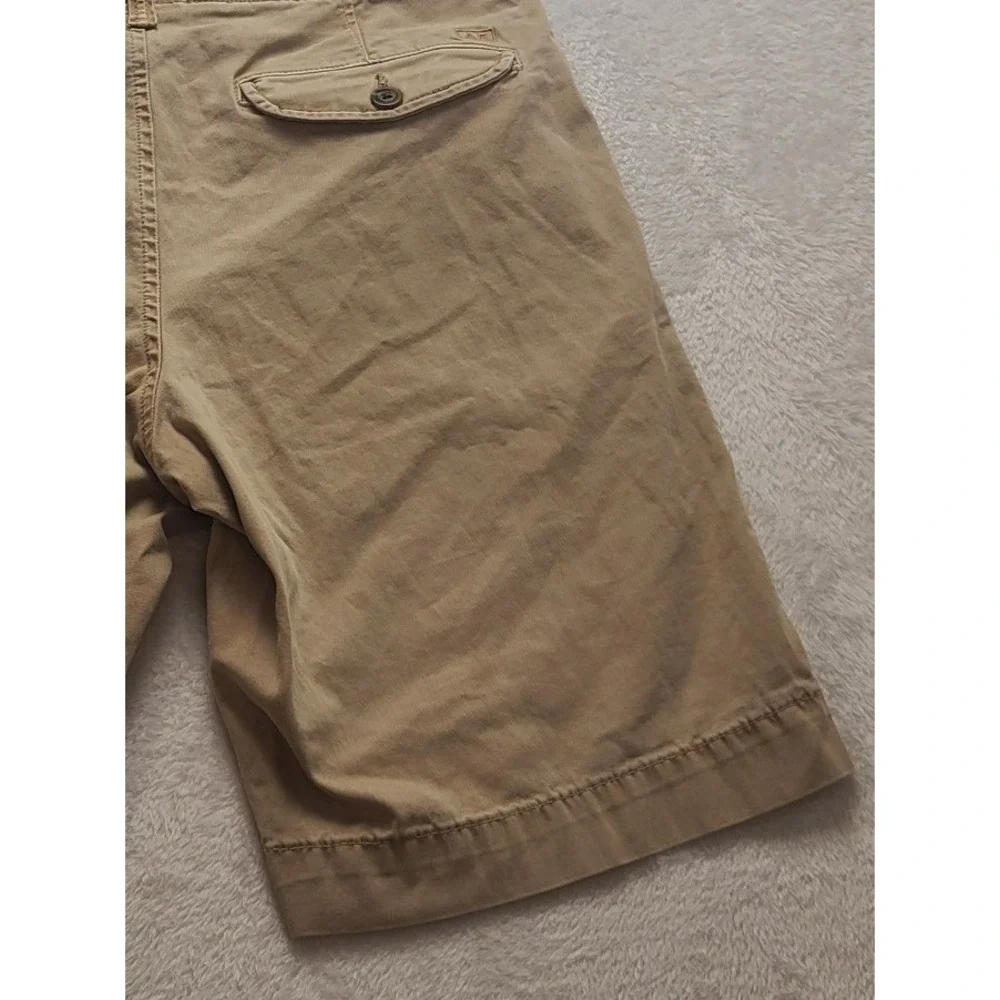 American Eagle Men's Khaki Chino Shorts Tan Size 29 Flat Front Cotton Blend